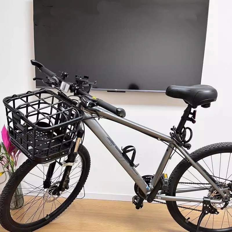 适用美利达山地车前车筐自行车前货架置物筐变速车前叉货架支架