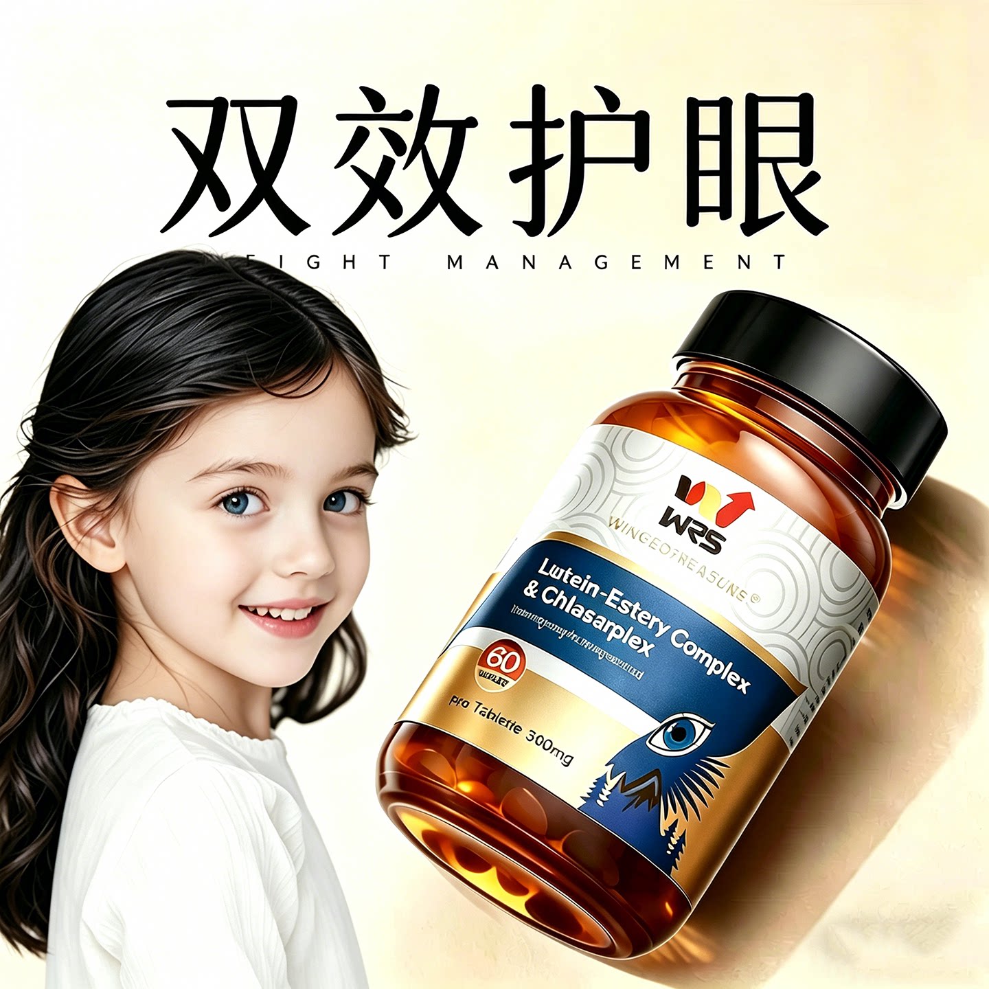 WRS德国进口双心蓝莓叶黄素片儿童青少年护眼专用官方旗舰店正品
