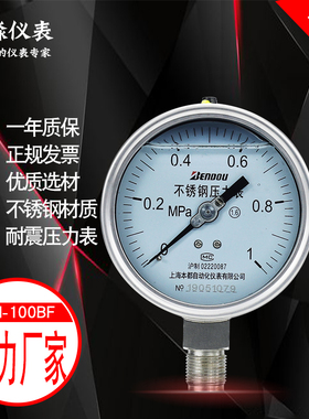 YN-100BF不锈钢耐震压力表0.4 0.6 1 1.6 2.5 4 6 10MPA 316材质