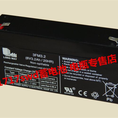 LONG WAY蓄电池 3FM3.2 6V3.2AH/20HR 四轮定位仪 电子设备用电瓶