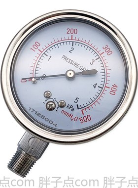 YE60膜盒压力表0-5kPa过压保护型微压表500mmH2O瓦斯千帕表调零