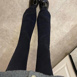 黑色微喇牛仔裤女秋冬加绒胖妹妹mm高腰遮胯显瘦弹力直筒喇叭裤子