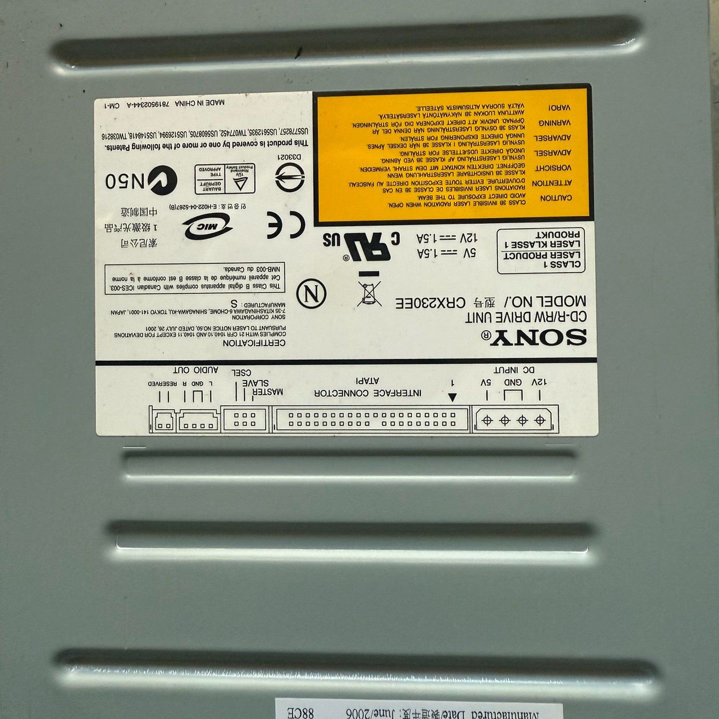 SNOY索尼台式电脑DVD光驱CRX230ER-88并口ID--议价商品