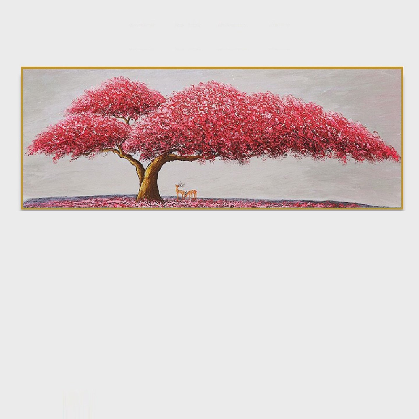 手绘油画现代简约轻奢客厅装饰画沙发背景挂画发财树厚油立体横幅