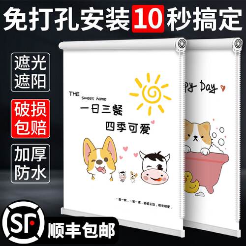 窗帘厕所浴室卫生间厨房卷帘免打孔2026新款遮阳帘遮挡防水拉卷式