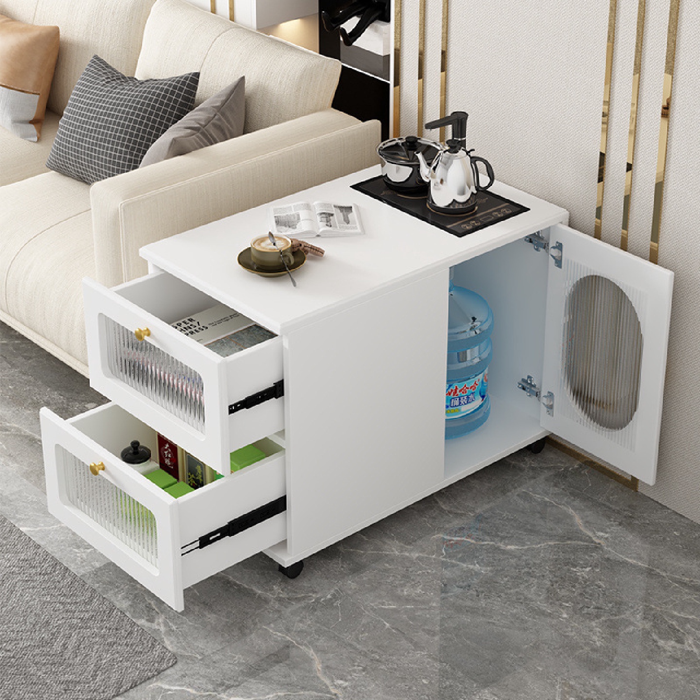 沙发轻奢覆膜边柜可移动小茶台落地家用客厅卧室小边几茶桌侧边柜