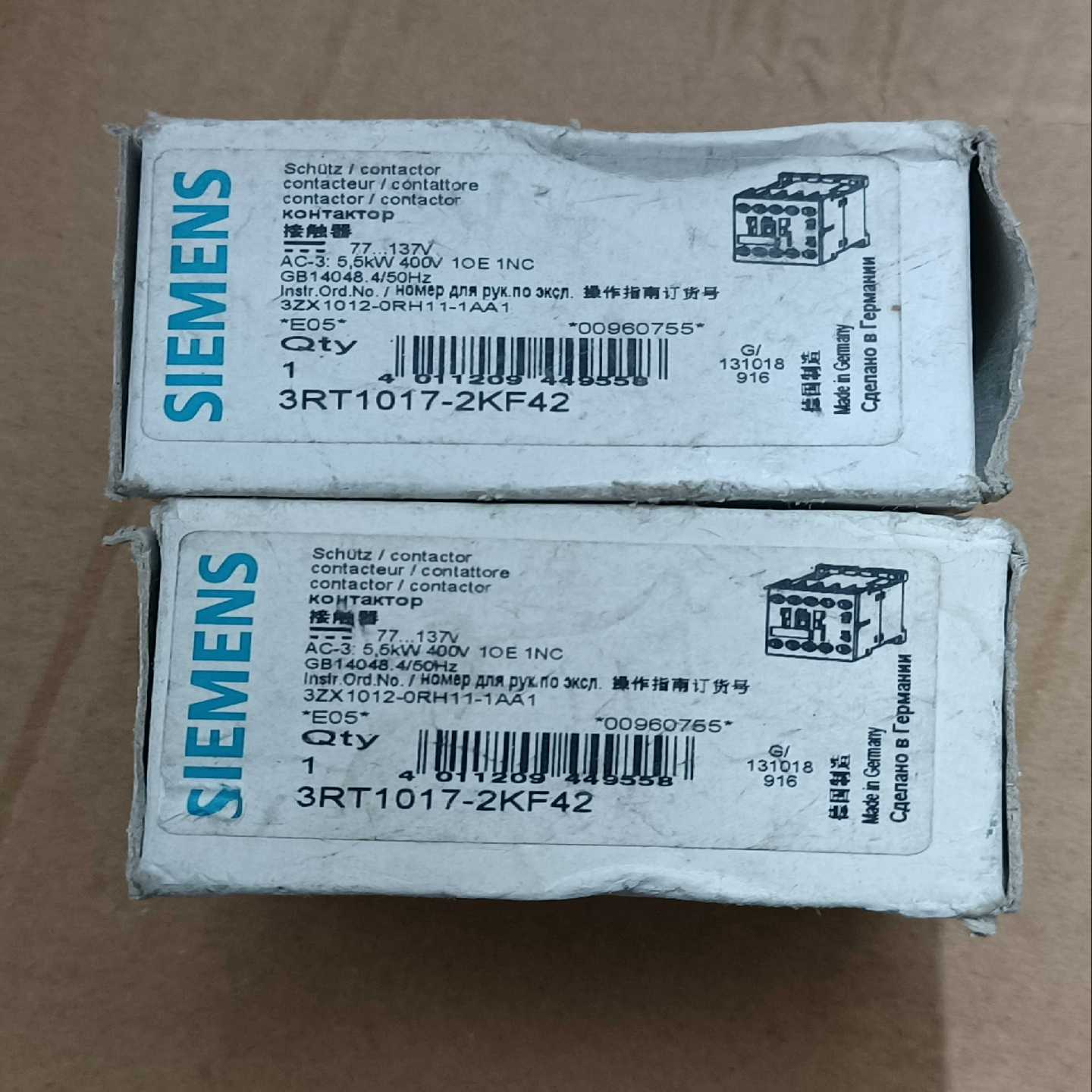 交流接触器3RT1017-2KF42，库存余料询价