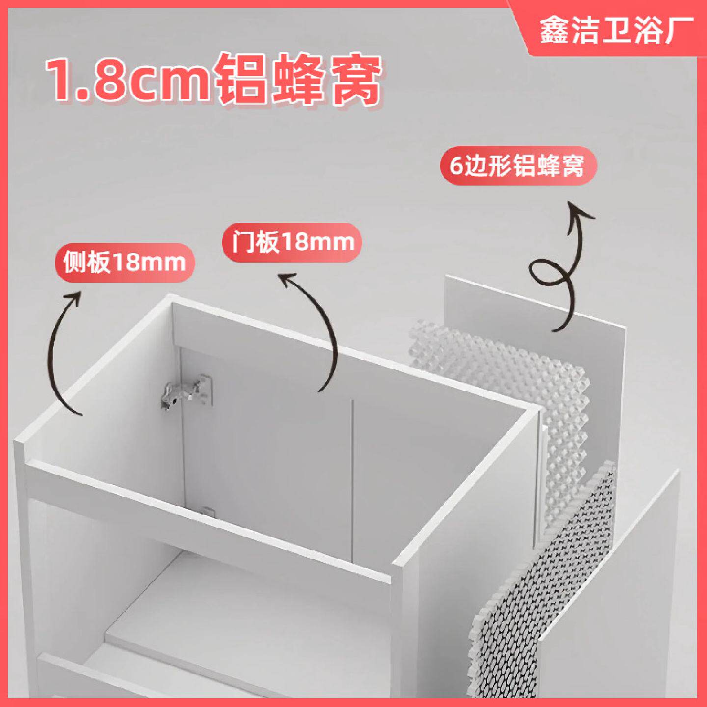 白色加厚蜂窝铝浴室柜陶瓷一体盆大肚盆卫生间洗漱台洗脸盆柜组合