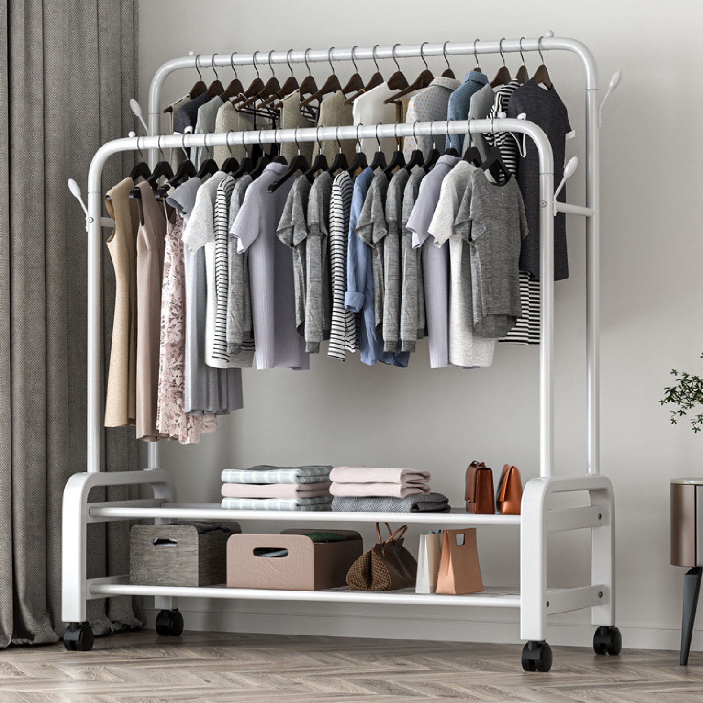 落地挂衣架宿舍衣架落地衣架子家用阳台卧室晾衣架衣帽架落地衣架