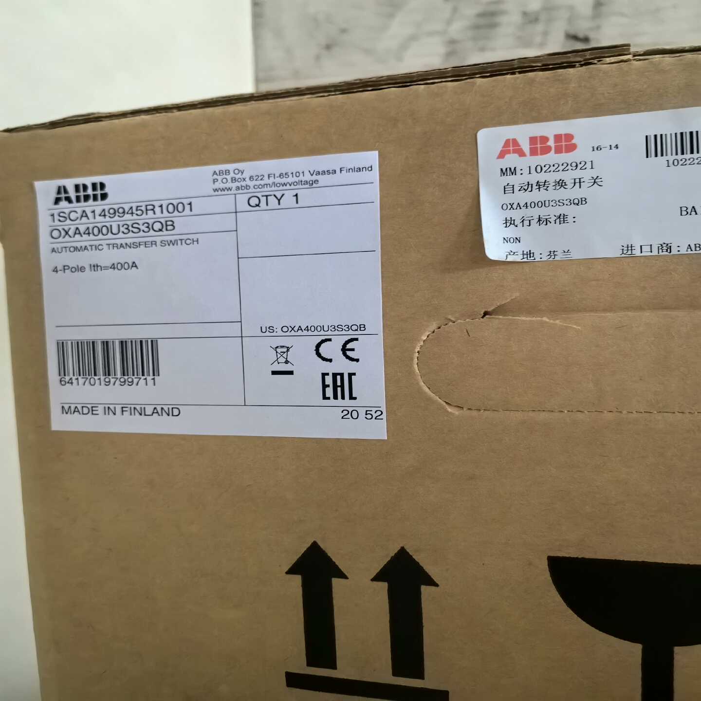 自动转换开关OXA400U3S3QB询价