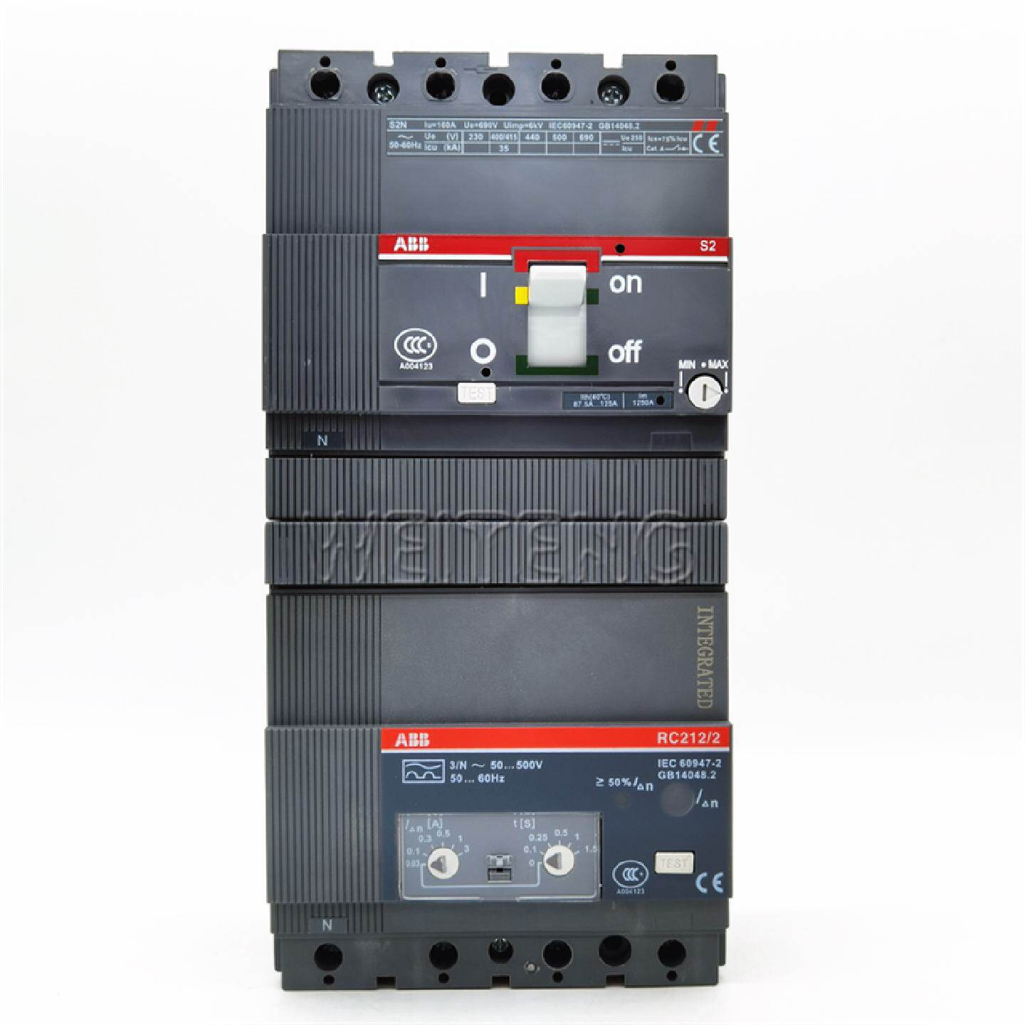 供应9年老店 ABB S2N160 RC212/2 漏电保护断路