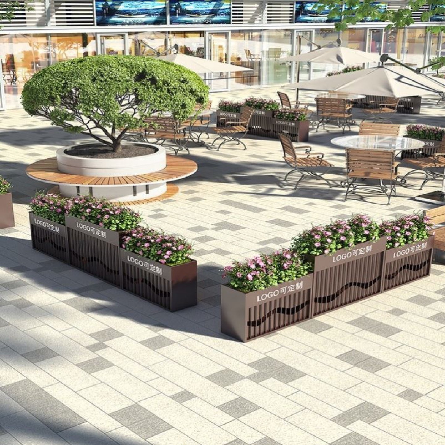 户外不锈钢花箱铁艺围栏室外摆街道花盆长方形售楼部广场花坛定制,商业/办公家具,花坛/花箱,淘宝优惠券,粉丝福利购,淘宝优惠卷