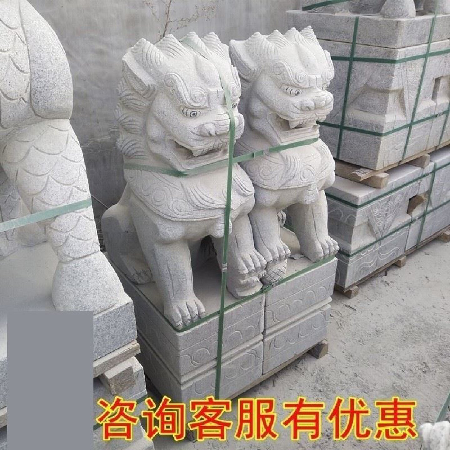 天然汉白玉石狮子一对青石狮子镇宅庭院别墅门口家用摆件石头狮子