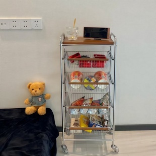 复古小推车置物架可移动多功能零食收纳筐家用落地多层收纳储物架