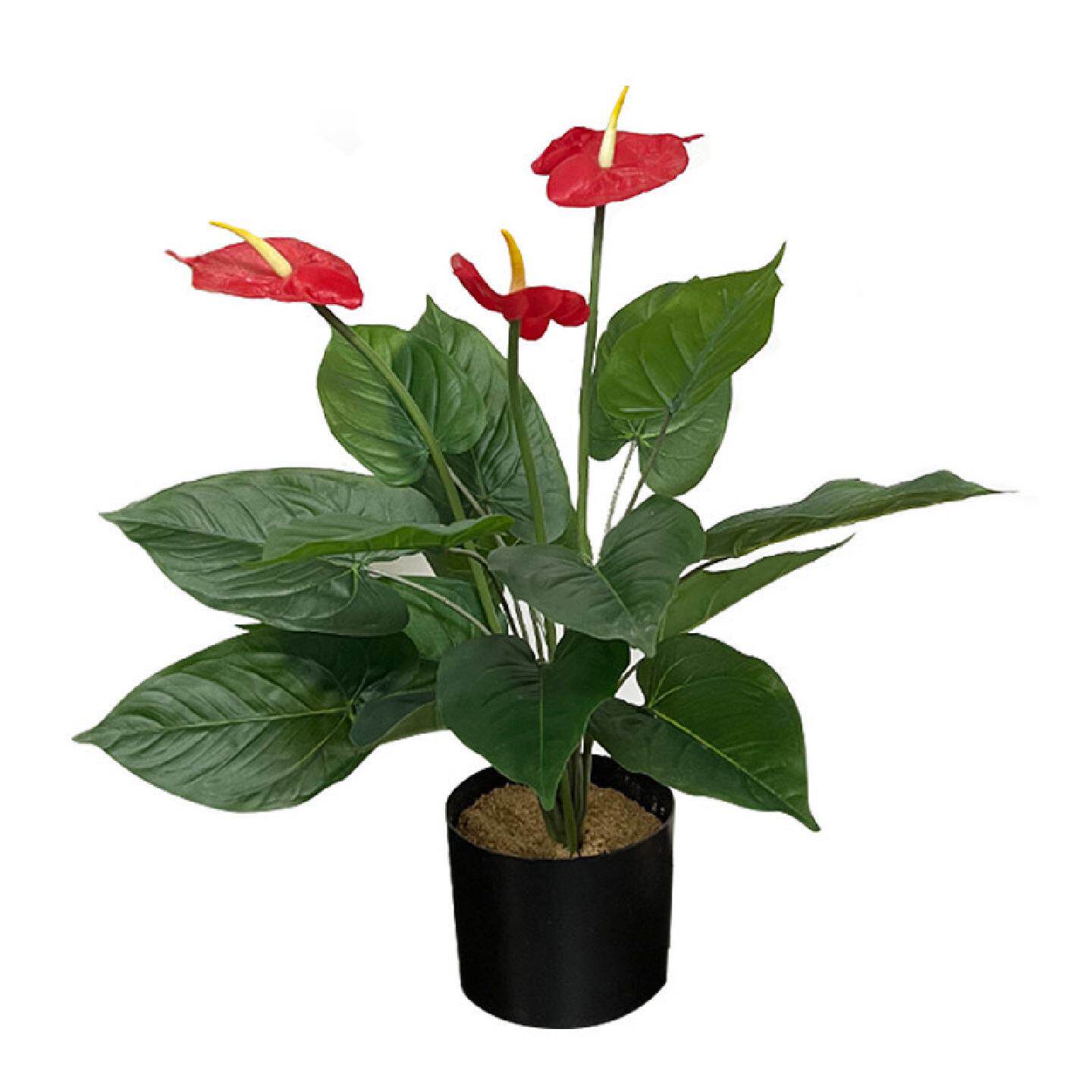 仿真红掌大叶绿植室内外两用火红花穗逼真盆栽假植物厂家直供