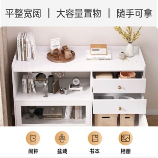 储物柜子靠墙家用简约收纳柜 奶油风餐边柜客厅茶水柜酒柜客厅法式