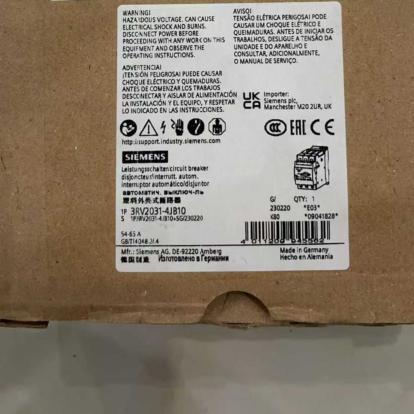 3RV2031－4JB10塑料外壳式断路器，。~询价