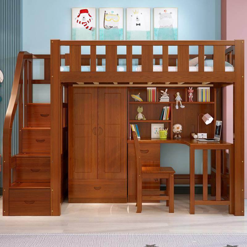 上床下桌带书桌衣柜一体高架成人上下床多功能组合实木高低双层床,农用物资,其他肥料,淘宝优惠券,粉丝福利购,淘宝优惠卷