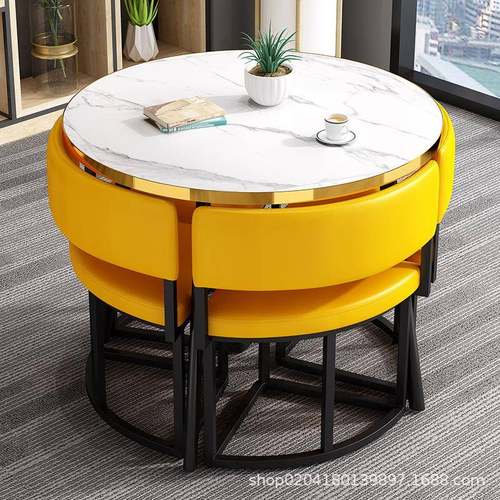 北欧接待洽谈桌椅组合奶茶店办公室阳台简约现代休闲小圆桌餐桌