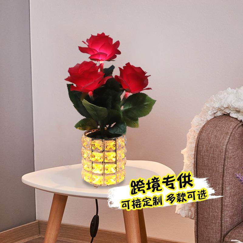 三头玫瑰花瓶小夜灯仿真花台灯USB房间卧室装饰氛围床头灯,农用物资,其他肥料,淘宝优惠券,粉丝福利购,淘宝优惠卷