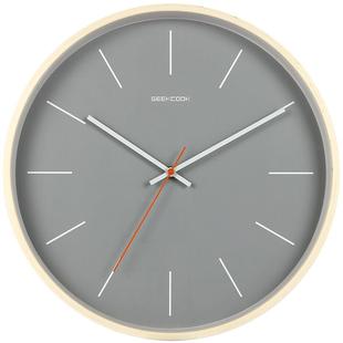 金属和曲木外框静音家居墙钟：静谧之灰创意简约北欧风格 挂钟表