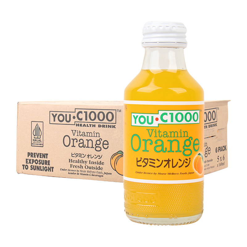 印尼果汁YOU C1000优吸维生素果汁柠檬橙汁汽水碳酸饮料整箱30瓶