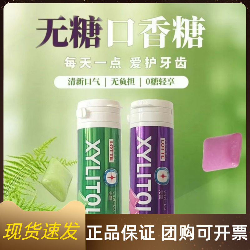 乐天LOTTE进口木糖醇口香糖26.1g蓝莓薄荷青柠薄荷无糖清新口气糖