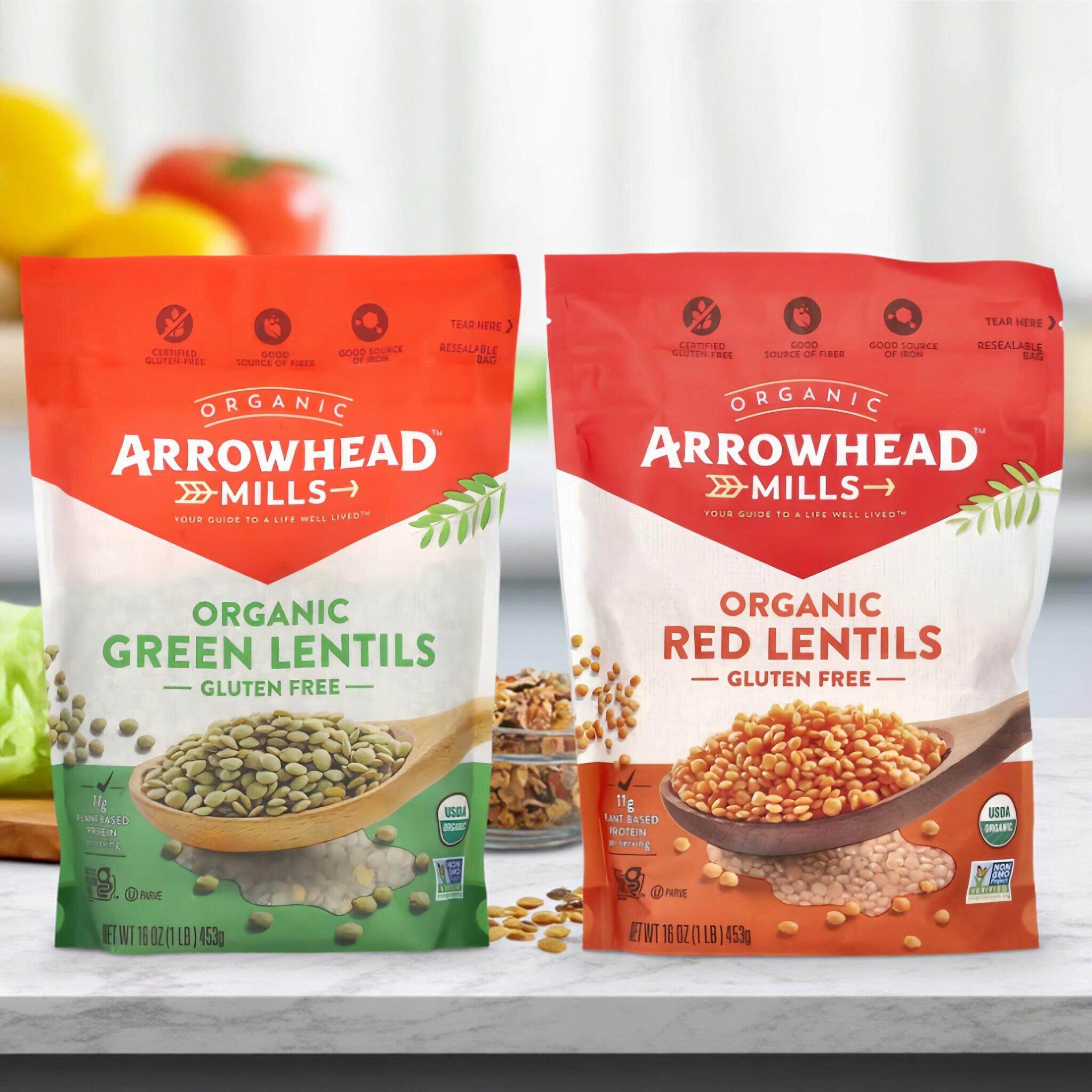 美国Arrowhead Lentils有机红扁豆绿扁豆杂粮无麸高纤维蛋白补铁