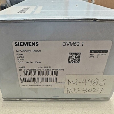 Siemens QVM62.1 Air Velocity Sensor  010V  Multiple Availabl