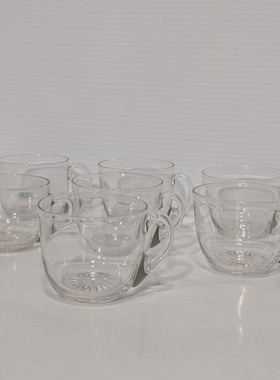 批量7件:老式20世纪60年代中世纪透明玻璃冲茶咖啡杯Starb