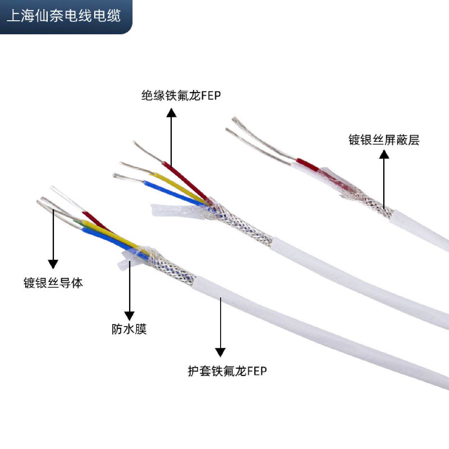铁氟龙镀银高温屏蔽线AFPF3芯0.12/0.2/0.35/0.5传感器线信号线