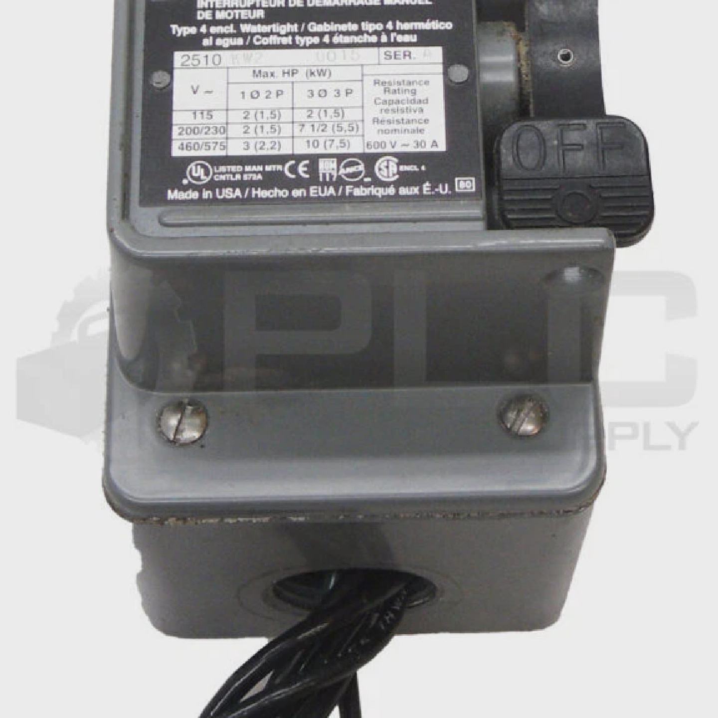 SQUARE D 2510KW20015  Ein Handbuch Motor Starting Switch 600 - 实物图
