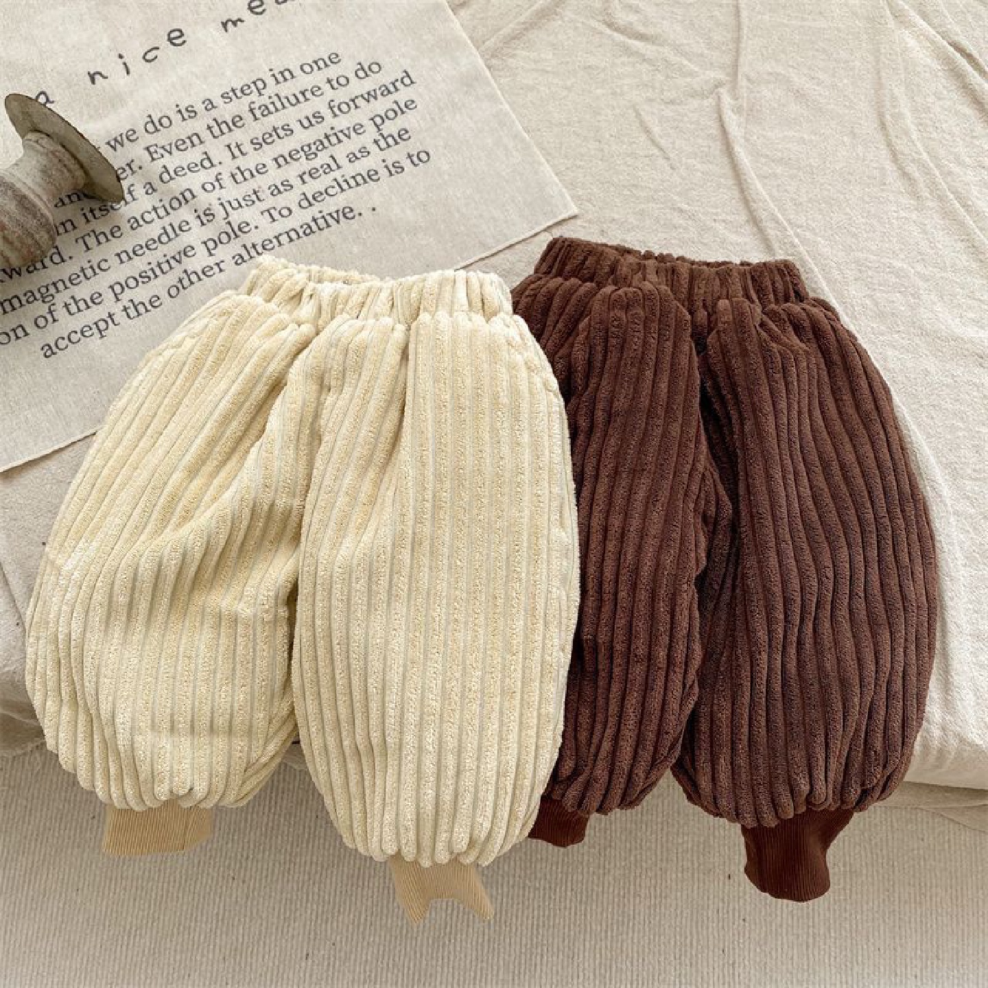 韩系儿童加绒裤子外穿冬季女童保暖休闲裤男童洋气加厚棉裤束脚裤