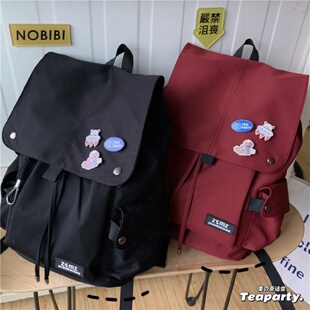 韩国ins简约大容量双肩包女大学生小众设计感背包男高中学生书包