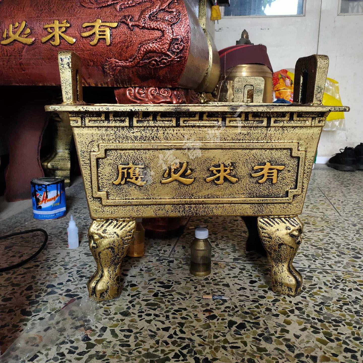 祠堂寺庙香炉四方铸铁镀锌板大型长方形室内外道观家用烧香插香