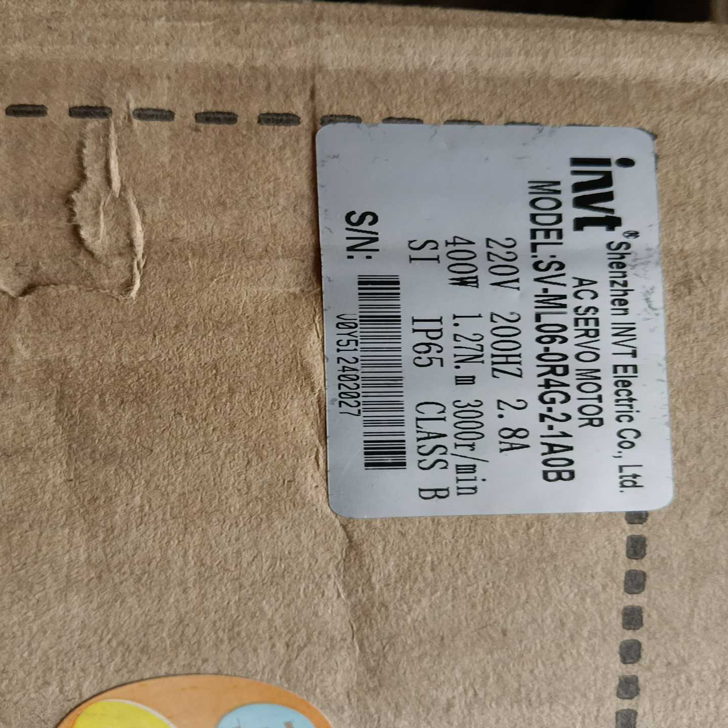 英威腾SV-ML06-0R4G-2-1A0B伺服电机，全新库