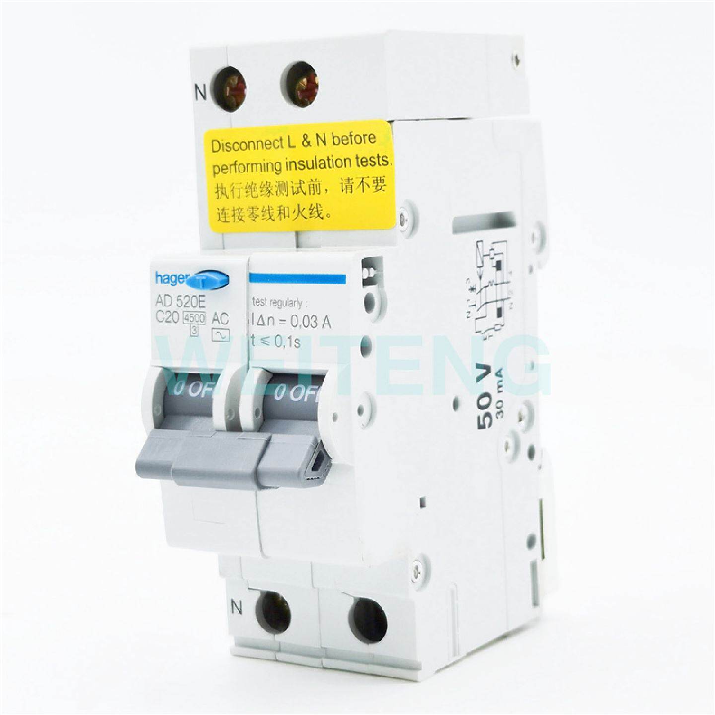 供应HAGER海格 AD520E 漏电断路器家用插座空调照明保护