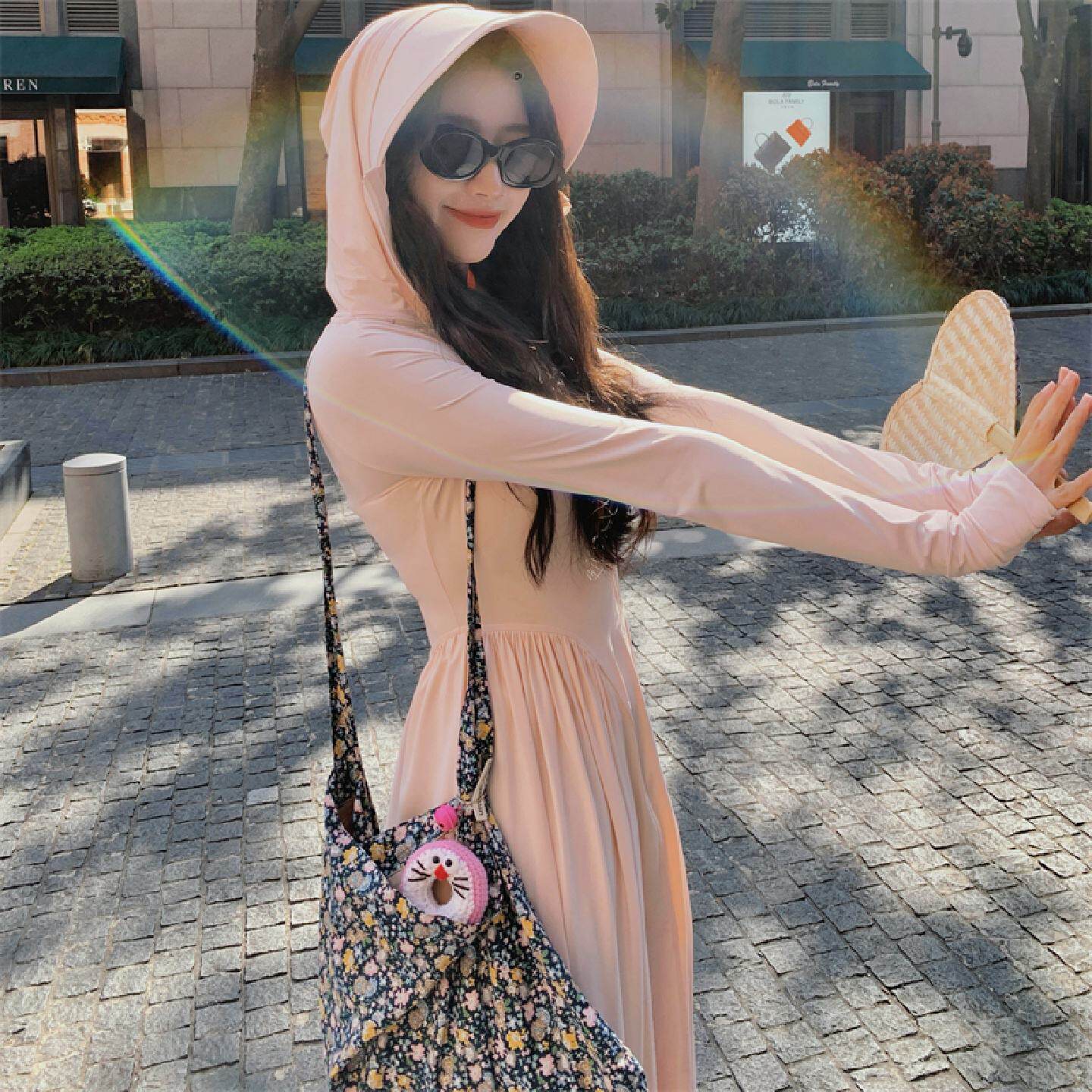 防晒衣女2025新款夏季透气防紫外线户外超长款冰丝防晒服轻薄外套