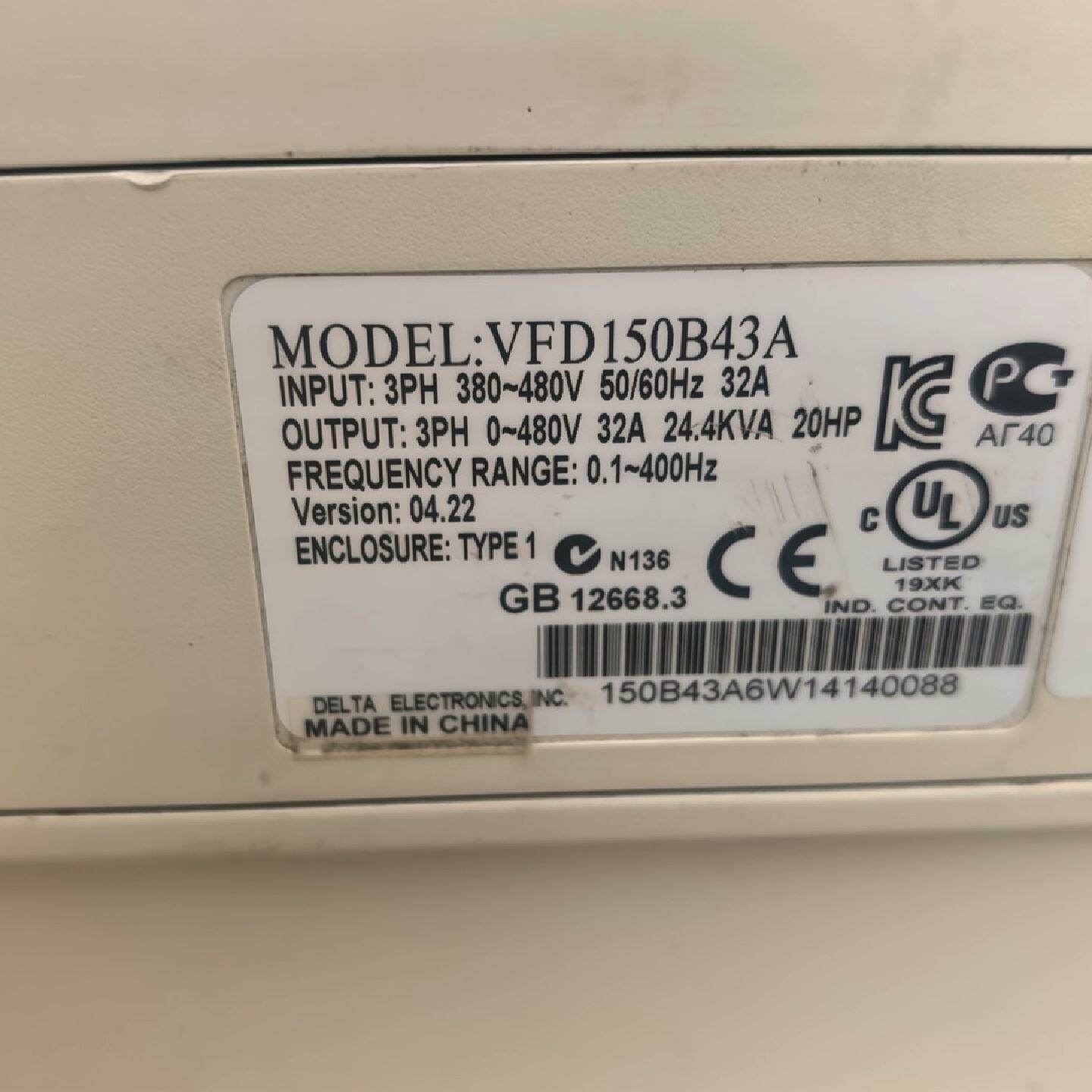 台达VFD-B系列15kw变频器一台，800元，拆机功能包好--议价商品