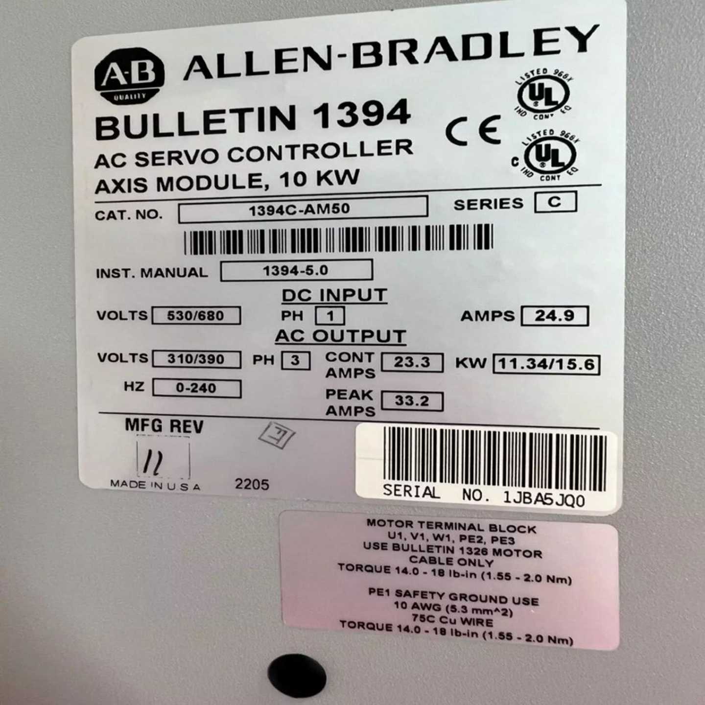 【议价】ALLEN-BRADLEY1394C-AM50SERC适用