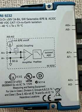 NI9232声音振动采集模块，3通道，支持IEPE&A