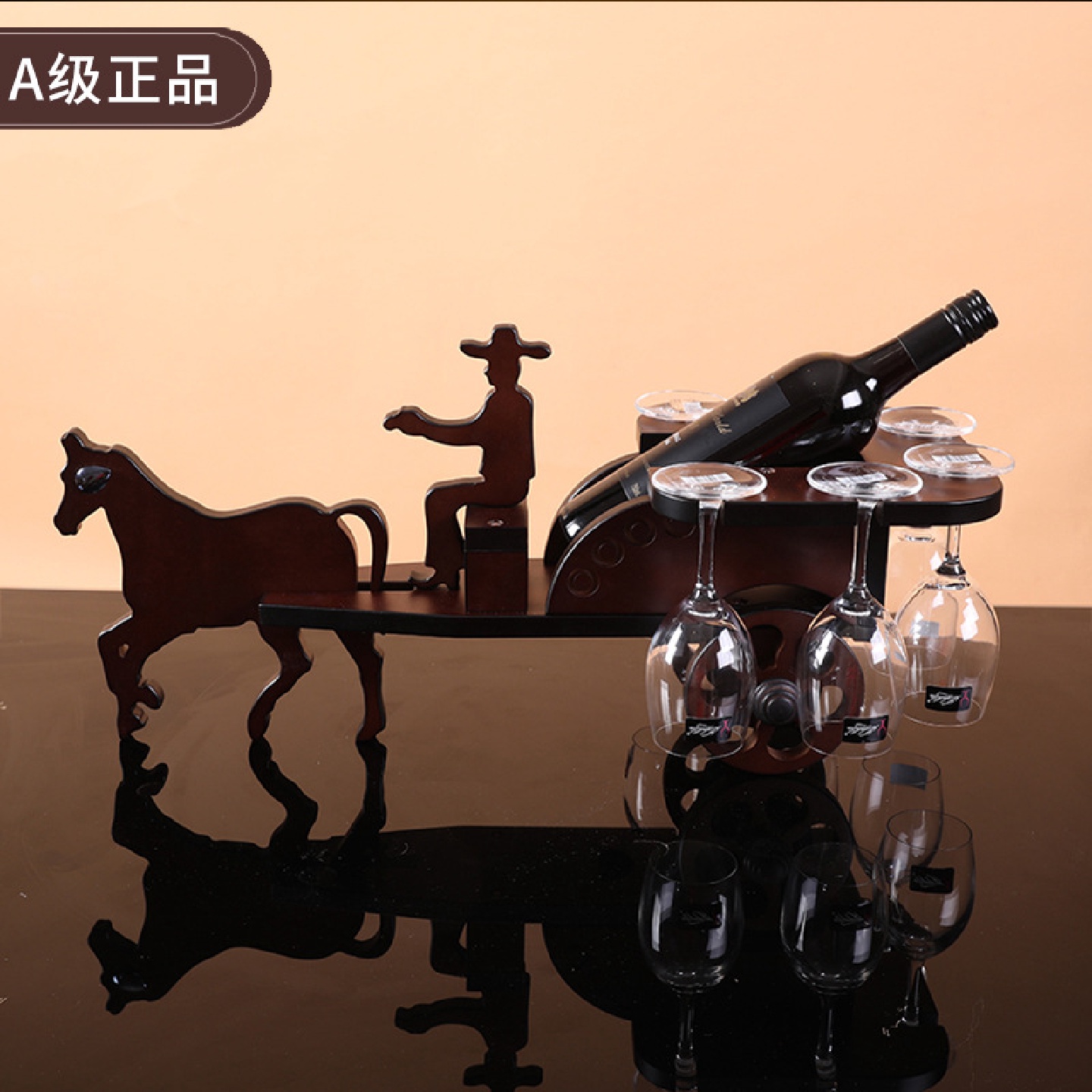 酒神牌小马车酒架红酒实木创意欧式酒架欧式葡萄酒酒架木质红酒架