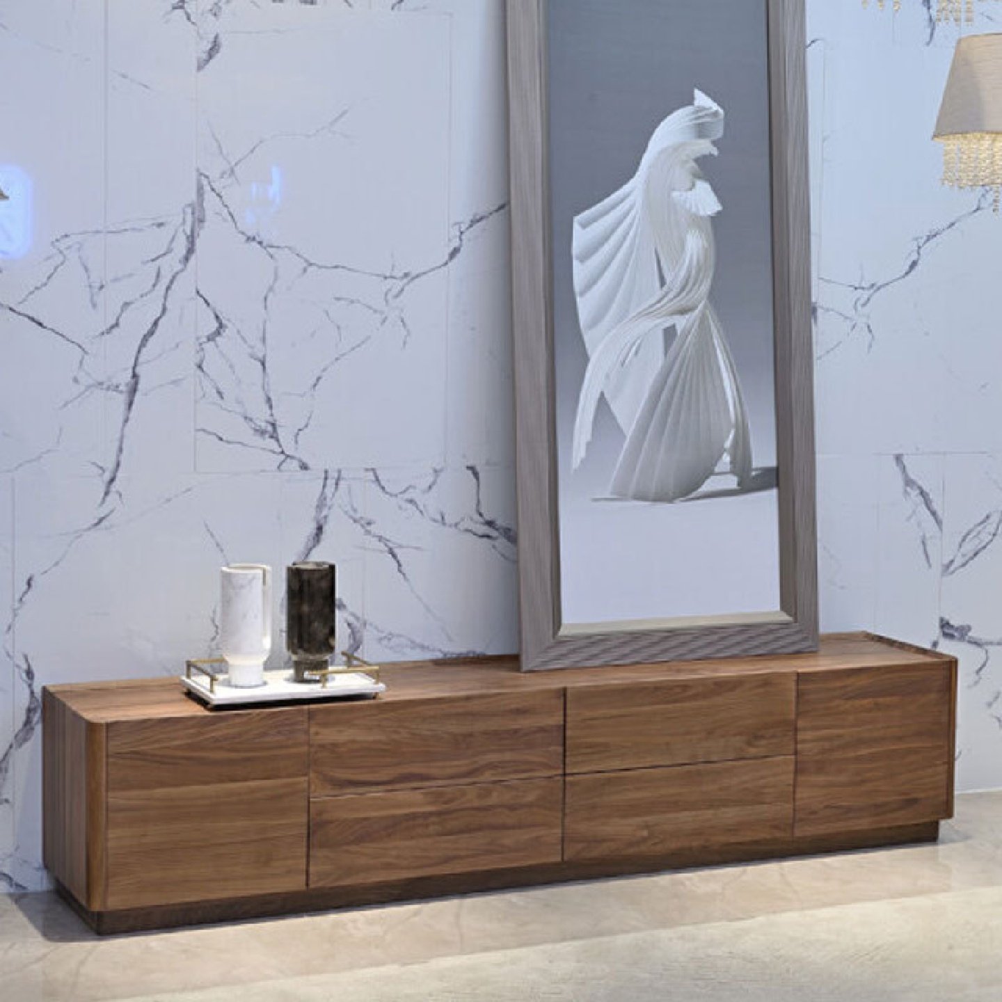 北美黑胡桃木全实木电视柜现代简约客厅边柜白橡木置物家用储物柜