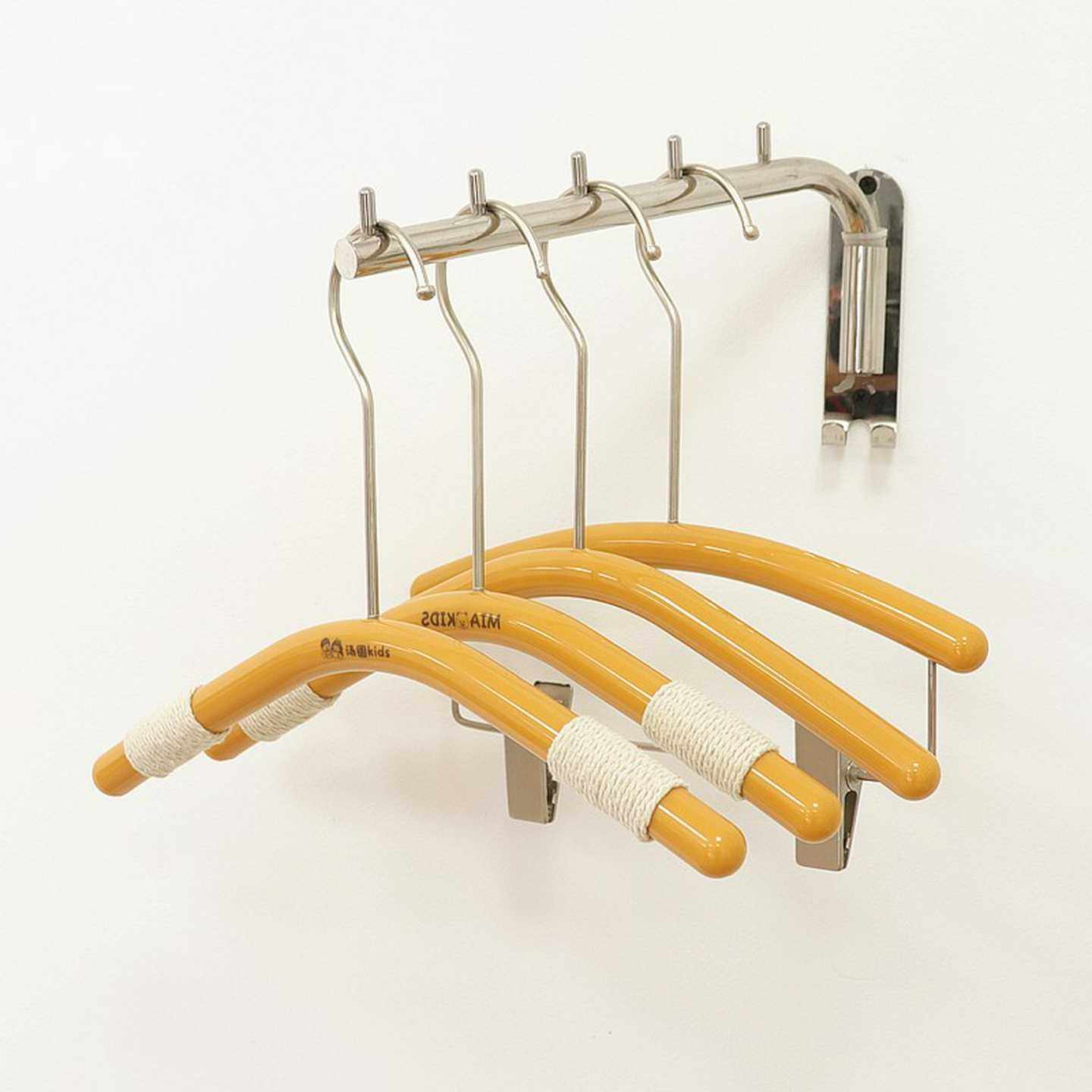 小童儿童高档童装店专用亚克力棉绳小孩防滑衣架裤夹批发logo制作