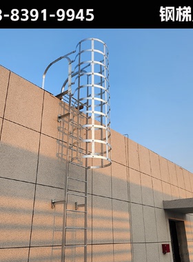 不锈钢爬梯护笼钢直梯15J401钢结构屋面上人爬梯厂房检修直爬梯