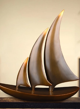 一帆风顺黄铜帆船客厅电视柜玄关装饰家居高档桌面办公室摆件礼品