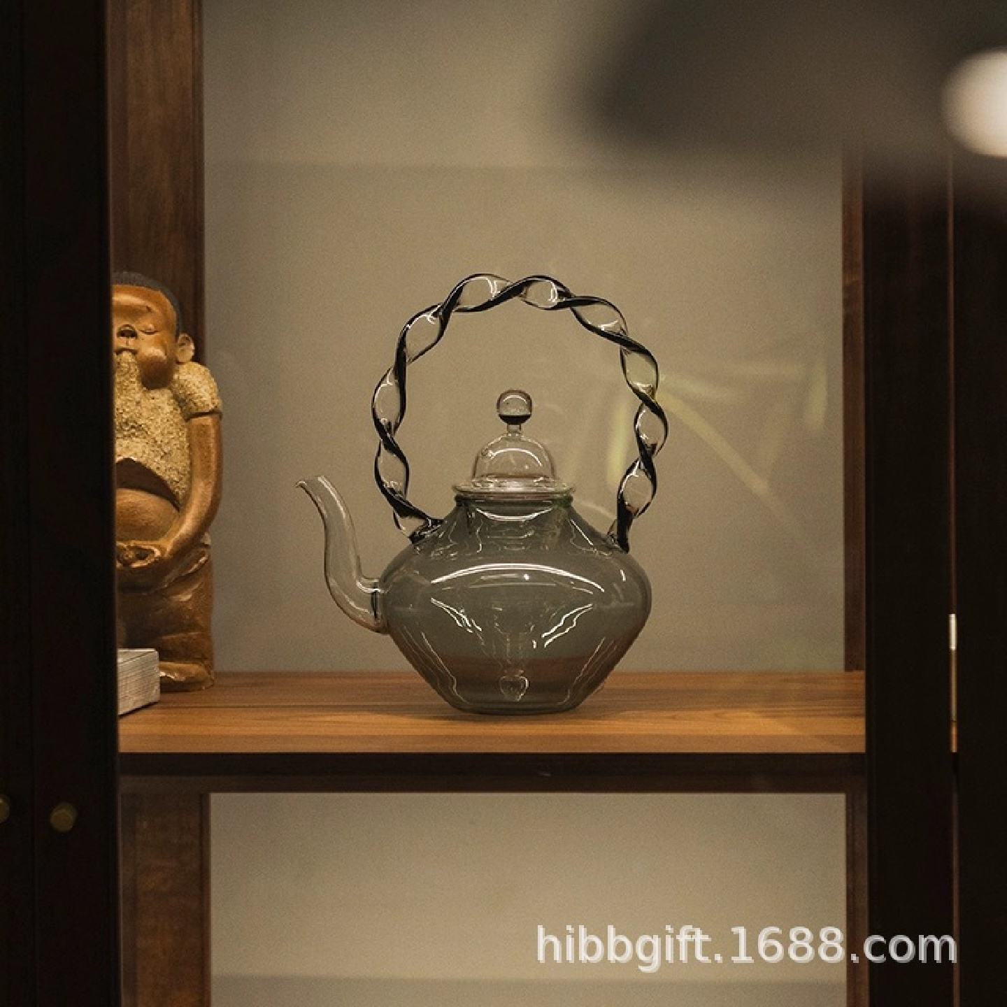 玻心璃语晴丝提梁烧水壶玻璃壶煮茶壶耐高温可加热日式简约花茶壶