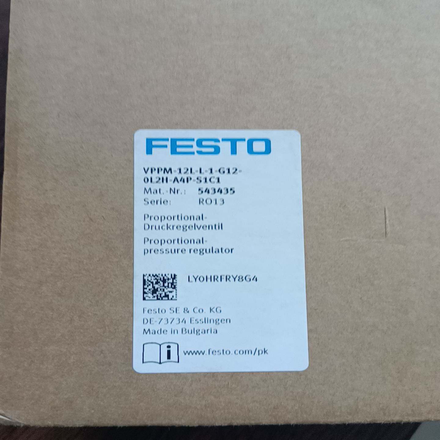 费斯托比例阀543435   ⅤPPM-12L-1-G12-{议价}