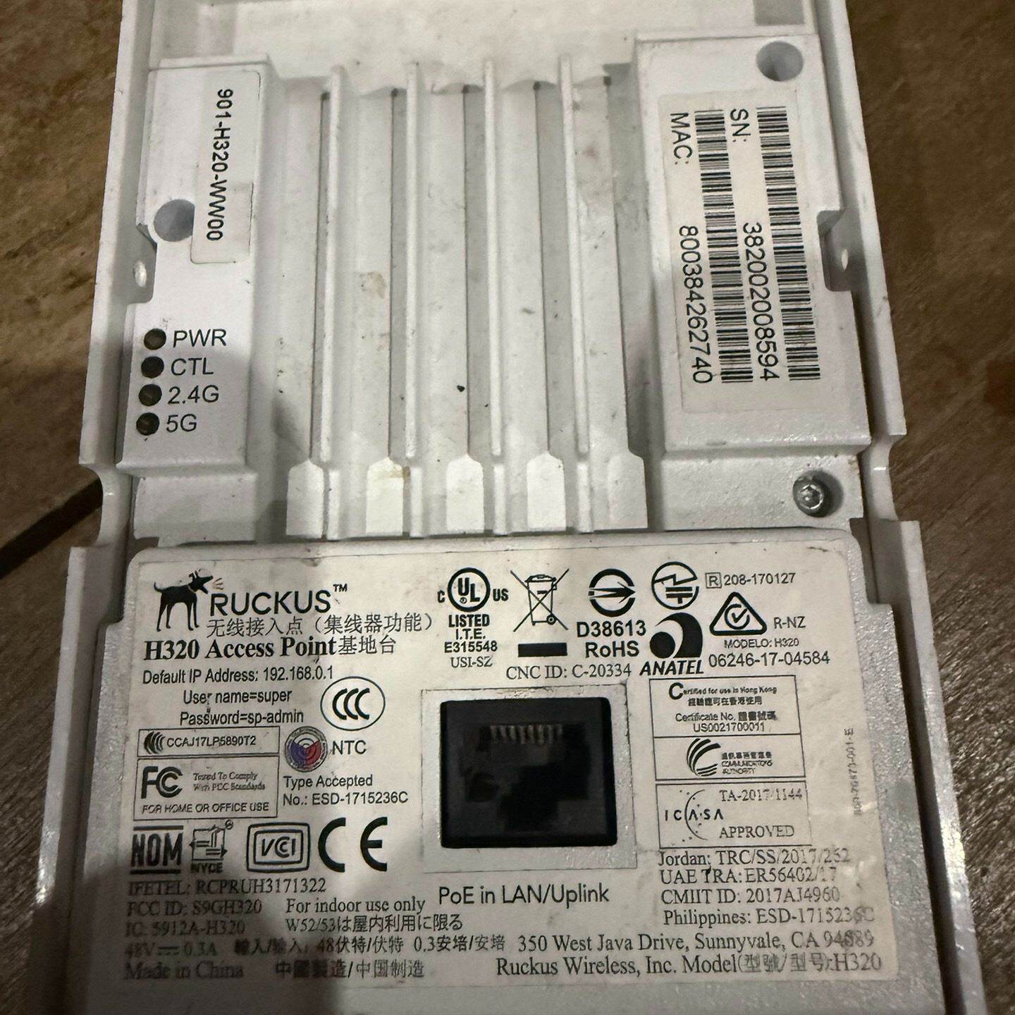 Ruckus优科H320AP  功能正常 支持P-议价