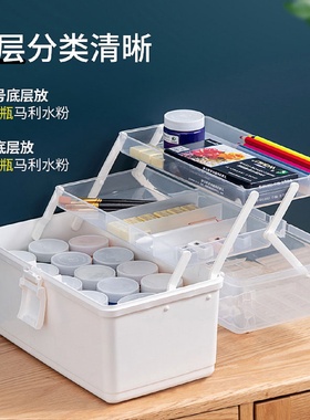 美术工具箱中小学生多功能画画箱手提式家用整理箱储物收纳盒塑料